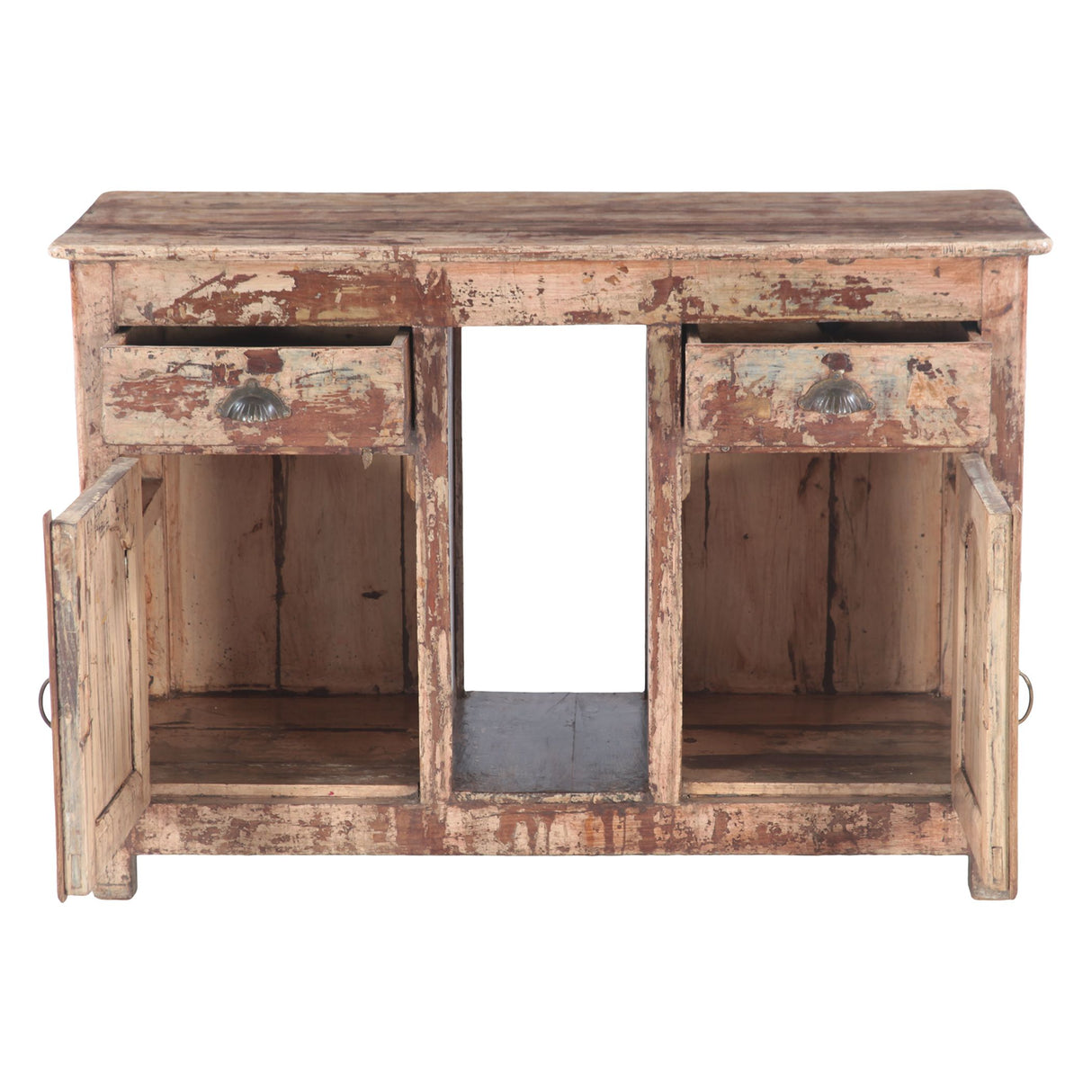Colorful Wooden Writing Desk with Two Drawers and Two Doors