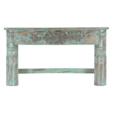 Hand Carved Wooden Console Table in Antique Teal
