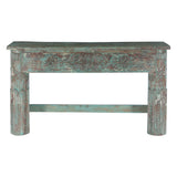Hand Carved Wooden Console Table in Antique Teal