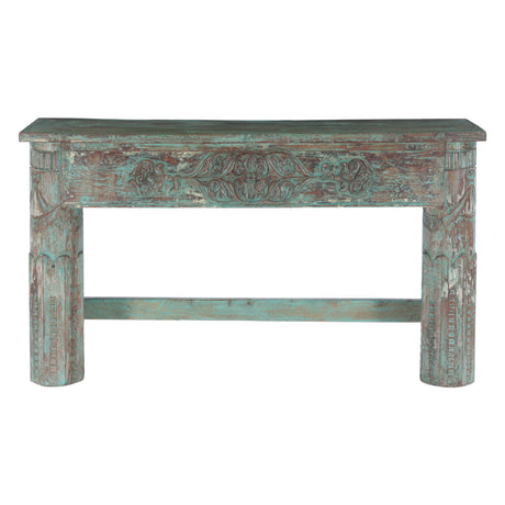 Hand Carved Wooden Console Table in Antique Teal from Home Trends & Design - Luna Furniture