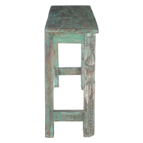 Hand Carved Wooden Console Table in Antique Teal from Home Trends & Design - Luna Furniture