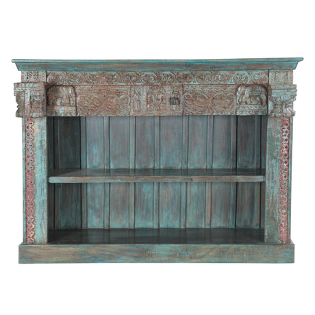 Hand Carved Bookshelf in Antique Teal from Home Trends & Design - Luna Furniture