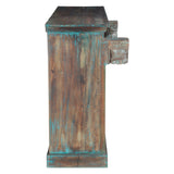 Hand Carved Bookshelf in Antique Teal