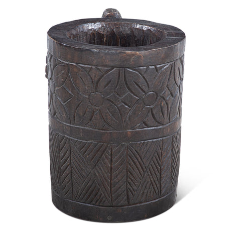 Carved Wooden Tibbati Pot with Handle from Home Trends & Design - Luna Furniture