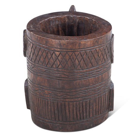 Carved Wooden Tibbati Pot with Handle from Home Trends & Design - Luna Furniture