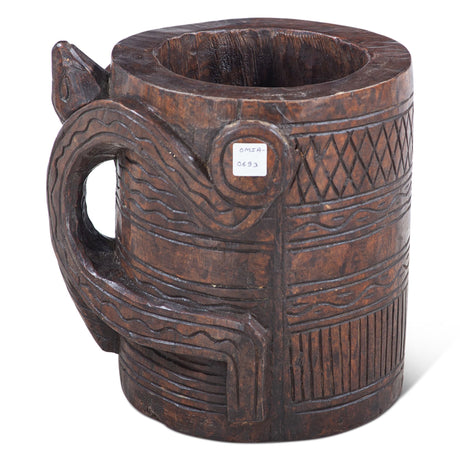 Carved Wooden Tibbati Pot with Handle from Home Trends & Design - Luna Furniture