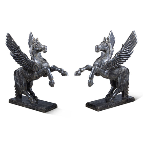 Hand Carved Wood Flying Horse Sculpture on Stand from Home Trends & Design - Luna Furniture