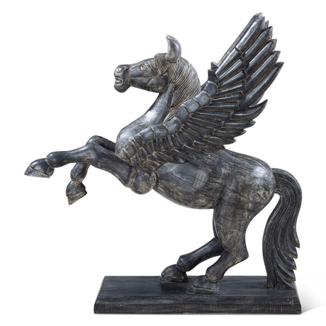 Hand Carved Wood Flying Horse Sculpture on Stand from Home Trends & Design - Luna Furniture