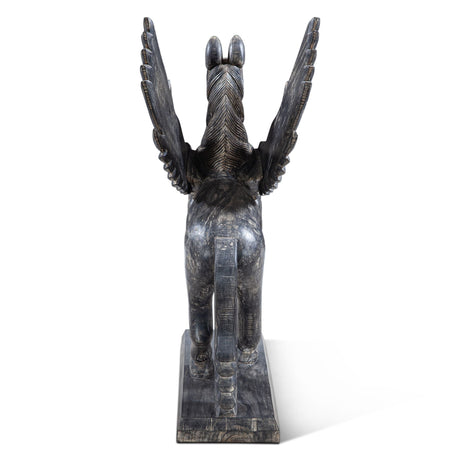 Hand Carved Wood Flying Horse Sculpture on Stand from Home Trends & Design - Luna Furniture