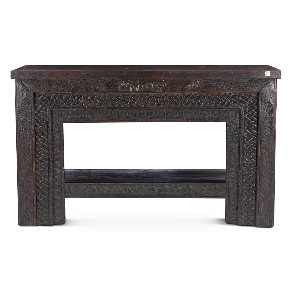 Hand Carved Wood Console Table with Bottom Shelf from Home Trends & Design - Luna Furniture