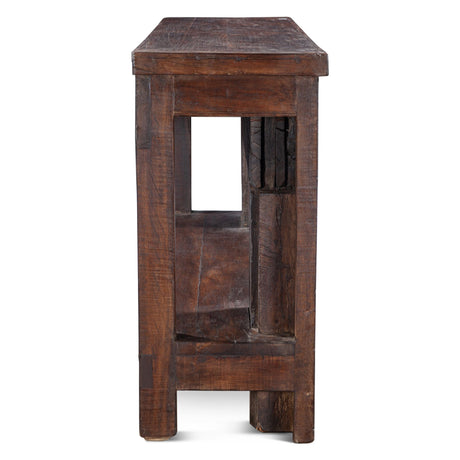 Finely Carved Wood Console Table with Bottom Shelf from Home Trends & Design - Luna Furniture
