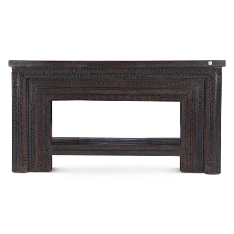 Hand Carved Wood Console Table with Bottom Shelf from Home Trends & Design - Luna Furniture