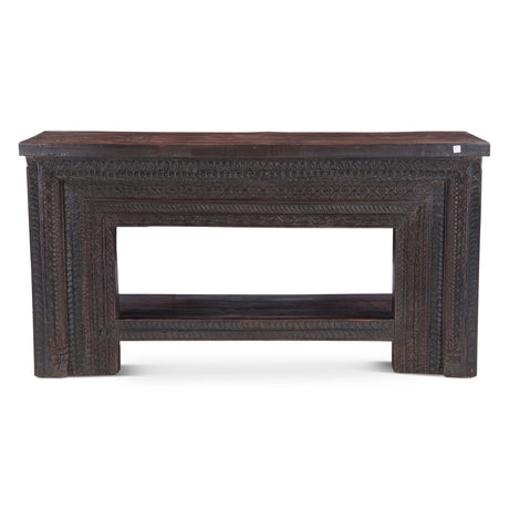 Hand Carved Wood Console Table with Bottom Shelf from Home Trends & Design - Luna Furniture