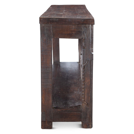 Finely Carved Wood Door Console Table with Bottom Shelf from Home Trends & Design - Luna Furniture
