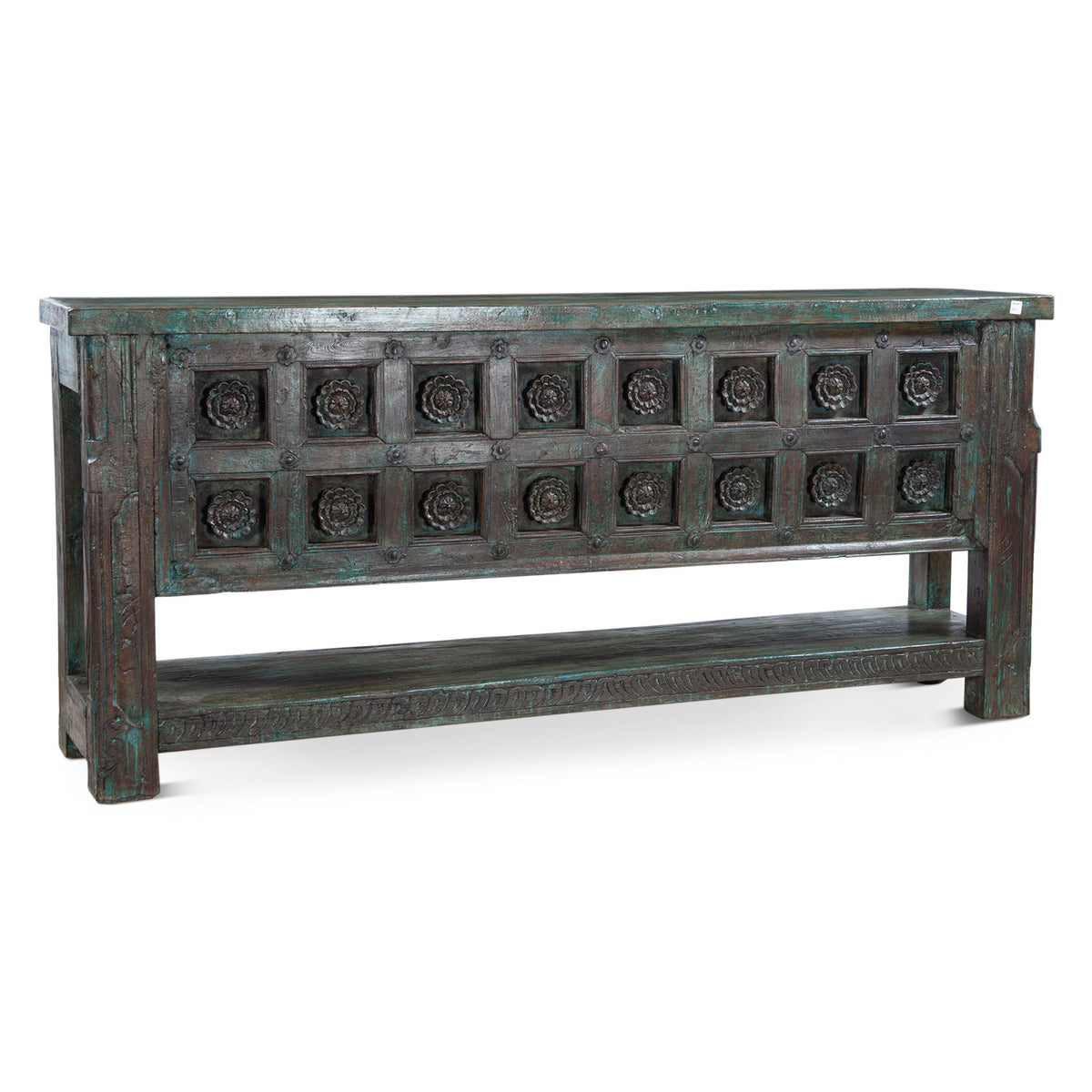 Finely Carved Wood Door Console Table with Bottom Shelf from Home Trends & Design - Luna Furniture