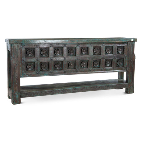 Finely Carved Wood Door Console Table with Bottom Shelf from Home Trends & Design - Luna Furniture