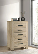 Oakglen Weathered Oak 5-Drawer Chest from Coaster - Luna Furniture