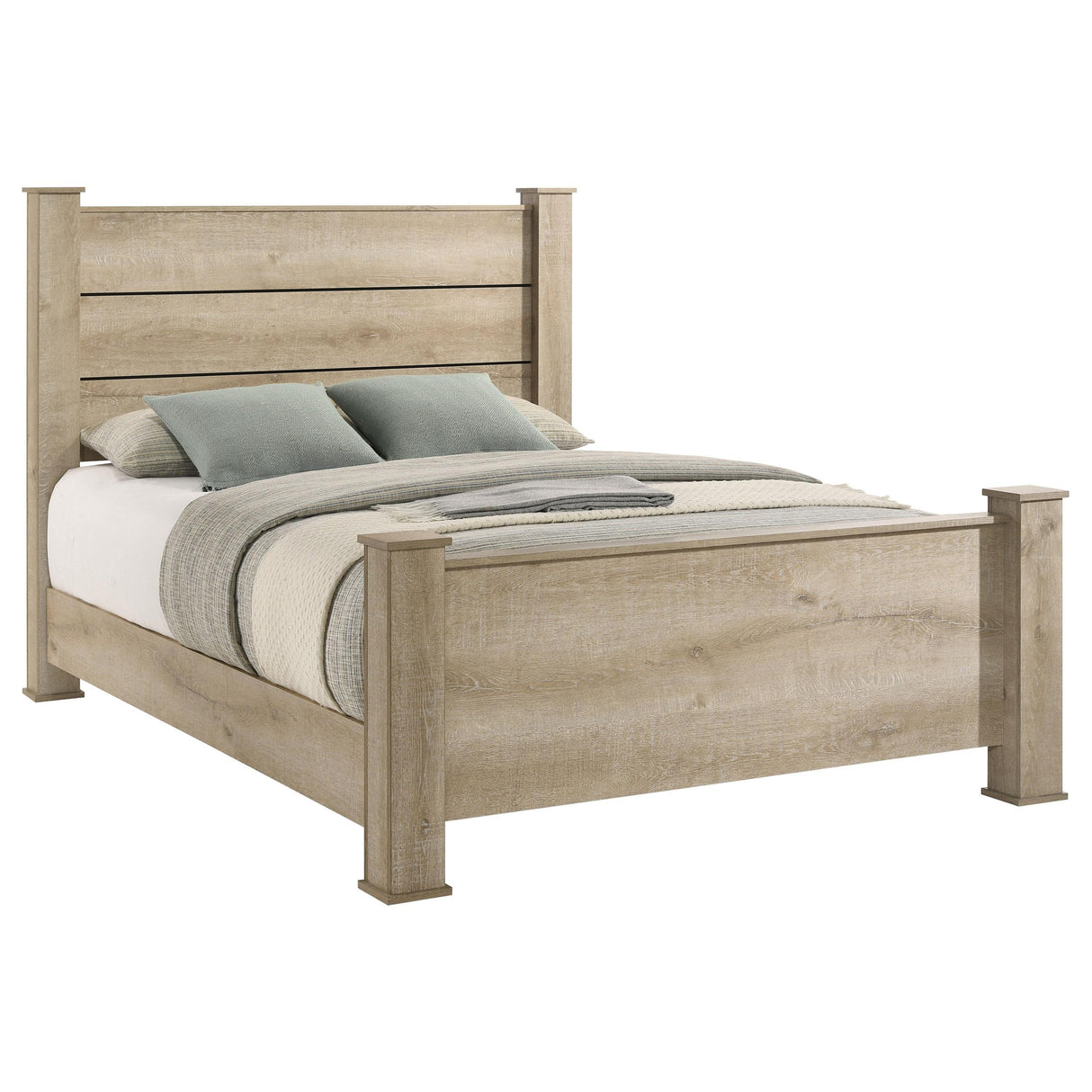 Oakglen Weathered Oak 55-inch Eastern King Panel Bed from Coaster - Luna Furniture