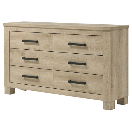 Oakglen Weathered Oak 6-Drawer Bedroom Dresser from Coaster - Luna Furniture