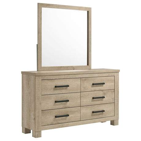 Oakglen Weathered Oak 6-Drawer Bedroom Dresser and Mirror from Coaster - Luna Furniture