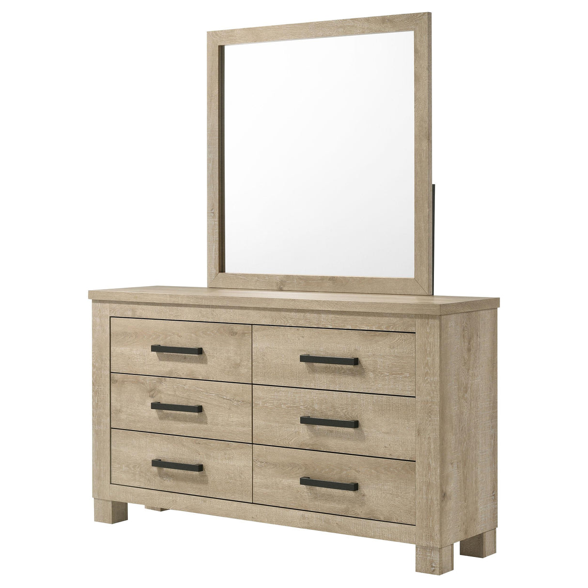 Oakglen Weathered Oak 6-Drawer Bedroom Dresser and Mirror from Coaster - Luna Furniture