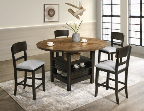 Oakly Brown Round/Square Counter Height Dining Set from Crown Mark - Luna Furniture