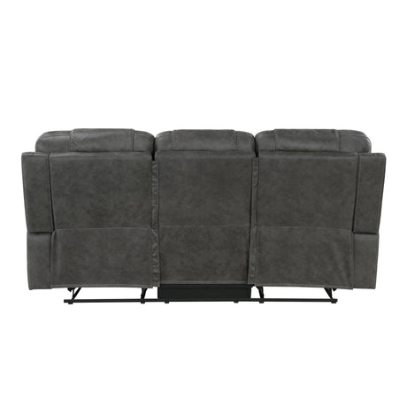 Oberon Dark Gray Double Reclining Sofa from Homelegance - Luna Furniture