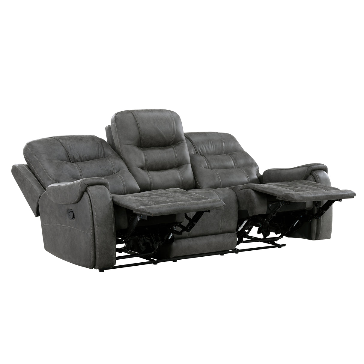 Oberon Dark Gray Double Reclining Sofa from Homelegance - Luna Furniture
