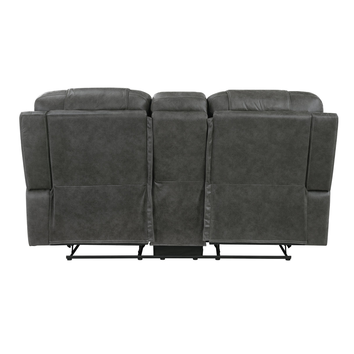 Oberon Dark Gray Double Reclining Loveseat with Center Console from Homelegance - Luna Furniture