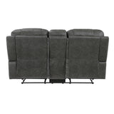 Oberon Dark Gray Double Reclining Loveseat with Center Console from Homelegance - Luna Furniture