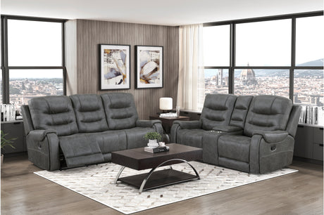Oberon Dark Gray Double Reclining Sofa from Homelegance - Luna Furniture