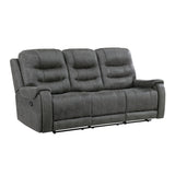 Oberon Dark Gray Double Reclining Living Room Set from Homelegance - Luna Furniture
