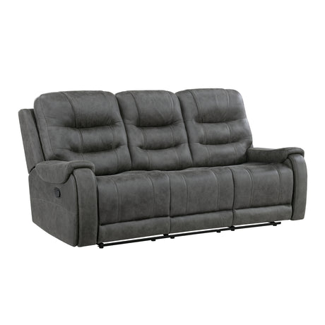 Oberon Dark Gray Double Reclining Living Room Set from Homelegance - Luna Furniture