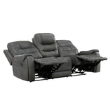 Oberon Dark Gray Double Reclining Living Room Set from Homelegance - Luna Furniture