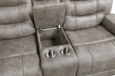 Oberon Grayish Brown Double Reclining Living Room Set from Homelegance - Luna Furniture