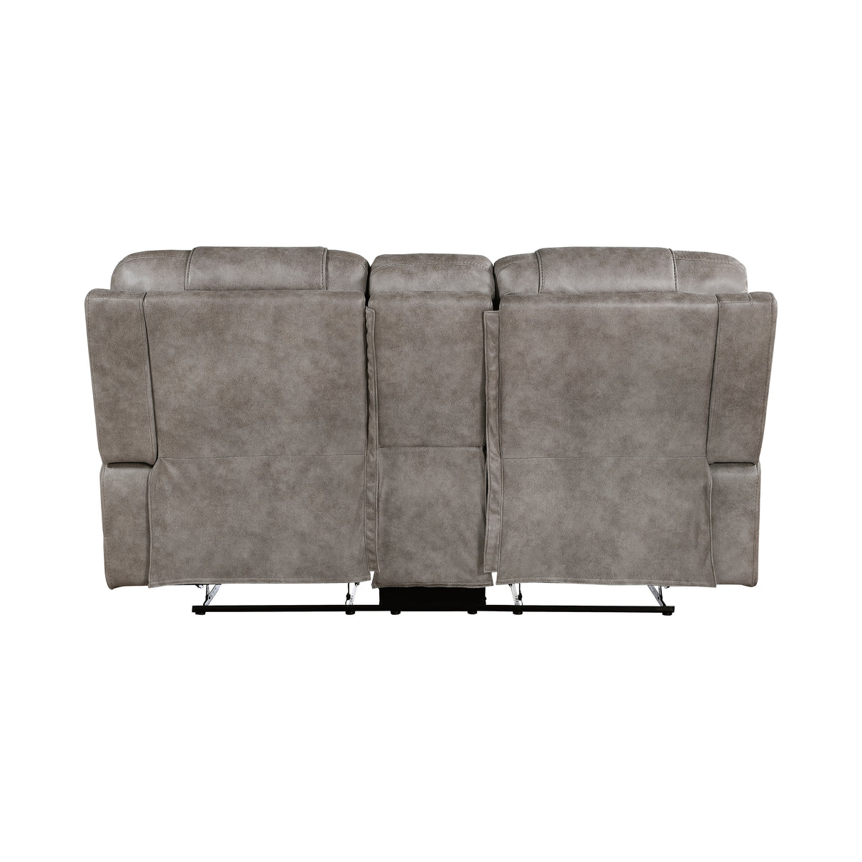 Oberon Grayish Brown Double Reclining Loveseat with Center Console from Homelegance - Luna Furniture