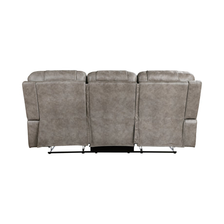 Oberon Grayish Brown Double Reclining Sofa from Homelegance - Luna Furniture