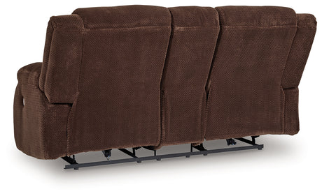 Observation Chocolate Power Reclining Loveseat with Console from Ashley - Luna Furniture