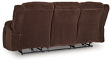 Observation Chocolate Power Reclining Sofa with Drop Down Table from Ashley Furniture - Luna Furniture