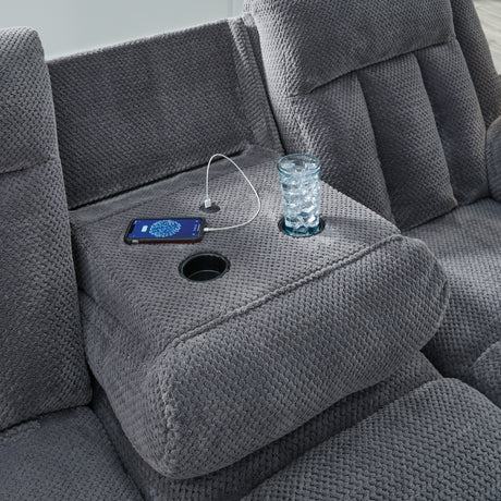 Observation Steel Power Reclining Sofa with Drop Down Table from Ashley - Luna Furniture