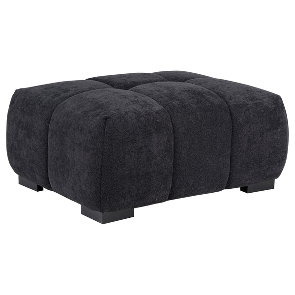 Octavia Black Fabric Rectangular Upholstered Ottoman