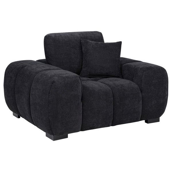 Octavia Black Fabric Upholstered Track Arm Accent Chair