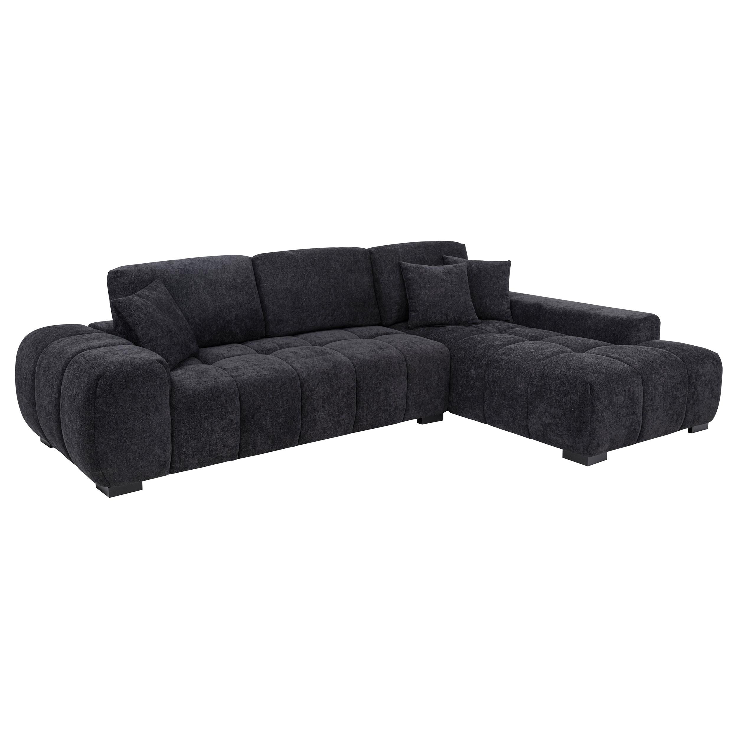 Coaster Octavia Black Fabric Upholstered Track Arm Sectional Sofa