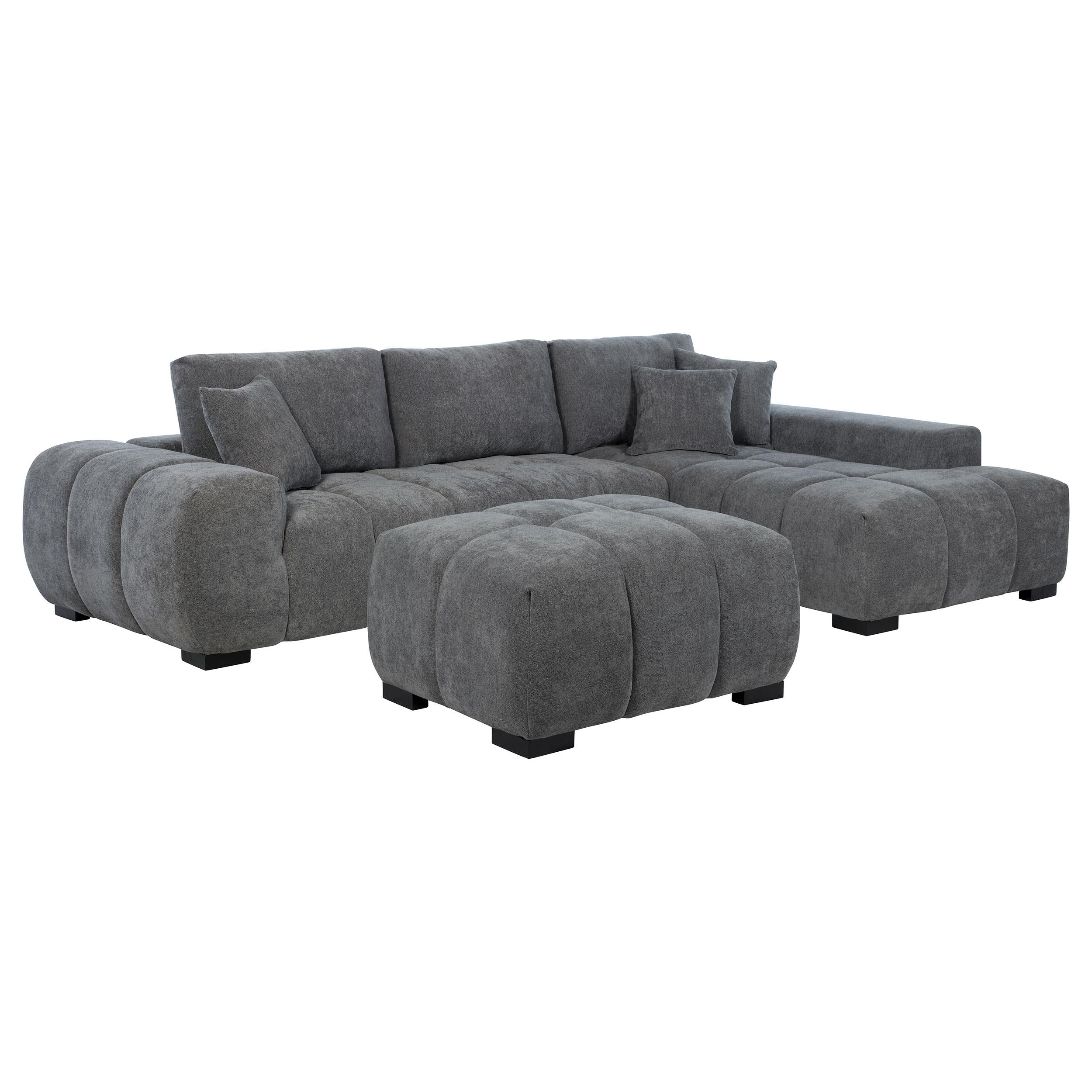 Octavia Charcoal Gray Upholstered Rectangular Ottoman – Luna Furniture