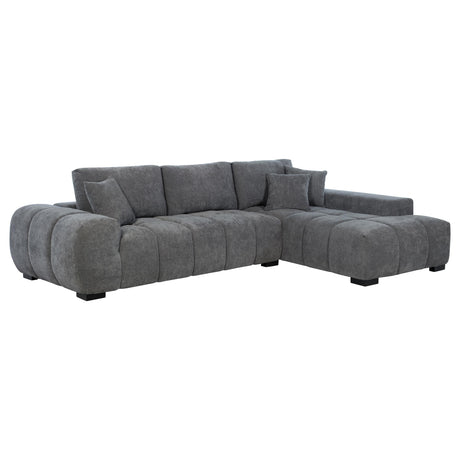 Octavia Charcoal Gray Upholstered Sectional Chaise Sofa from Coaster - Luna Furniture