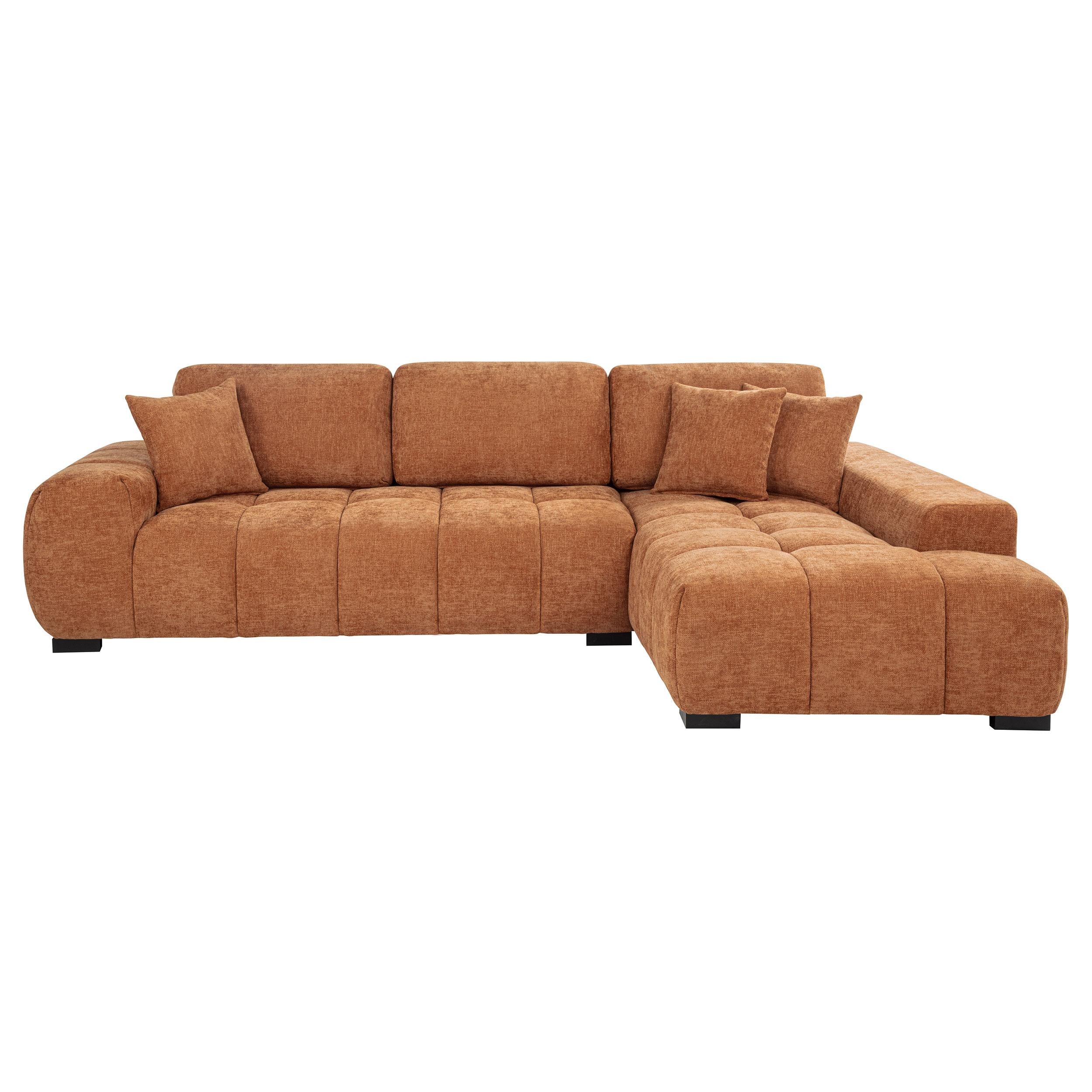 Coaster Octavia Orange Fabric Upholstered Sectional Chaise Sofa