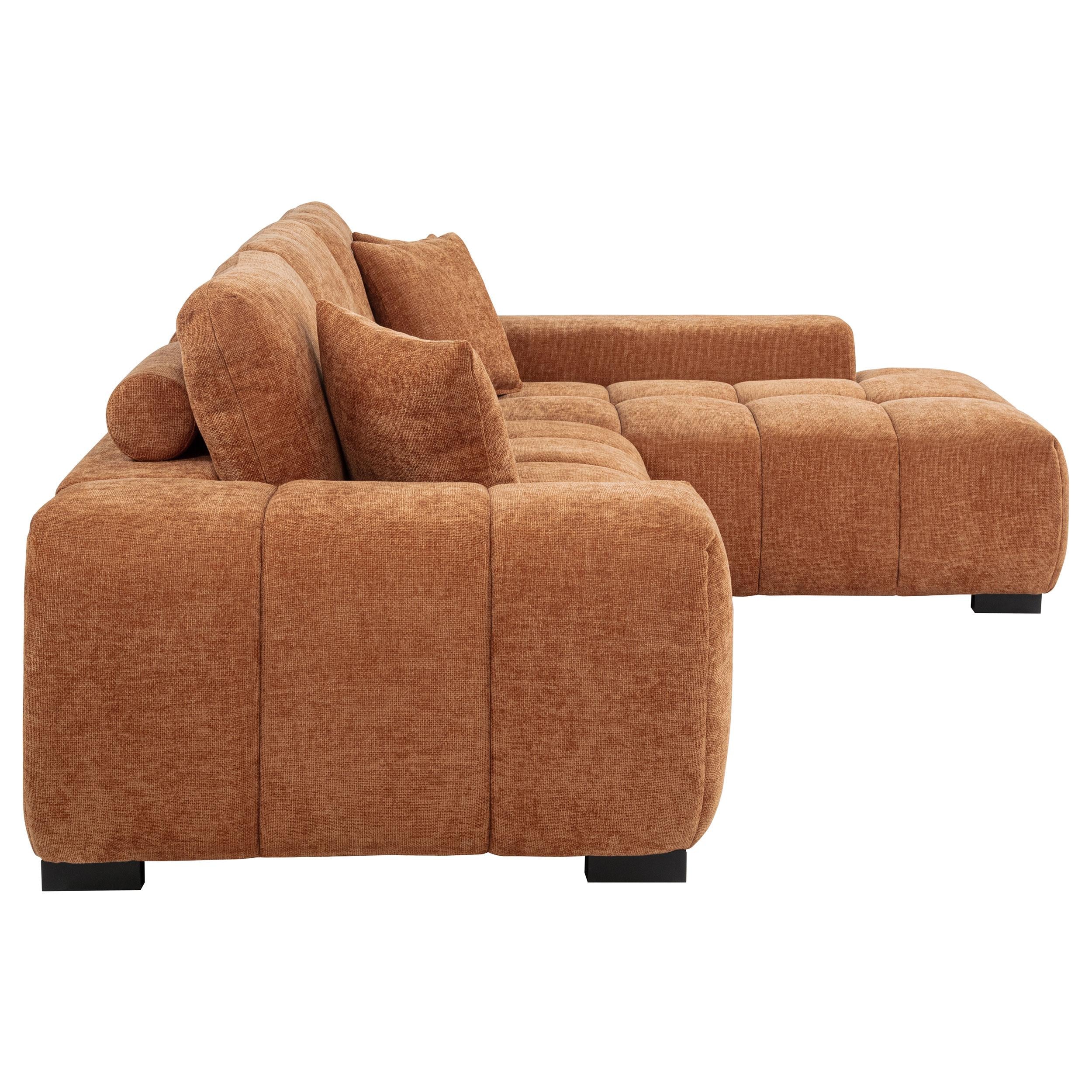Coaster Octavia Orange Fabric Upholstered Sectional Chaise Sofa