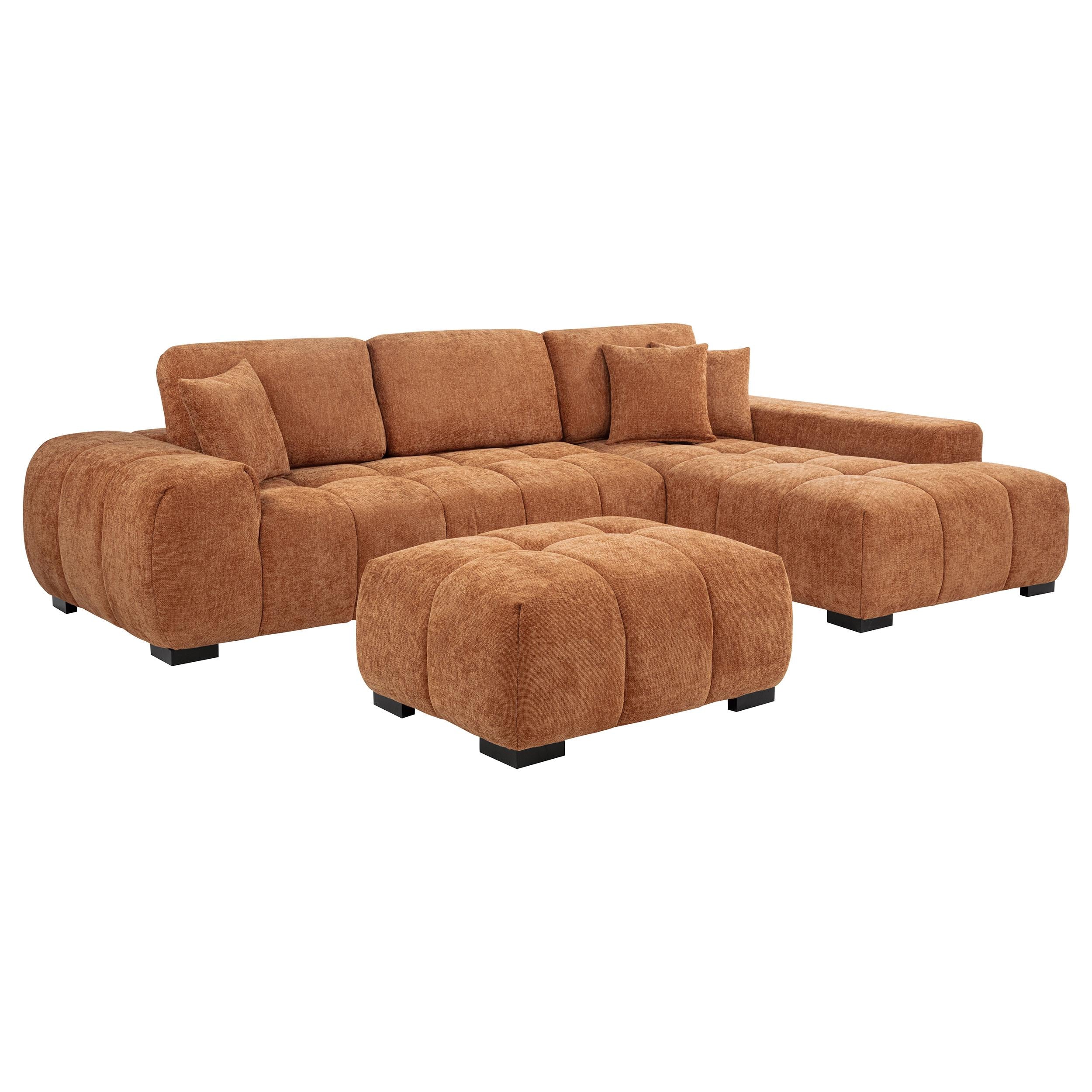 Coaster Octavia Orange Fabric Upholstered Sectional Chaise Sofa