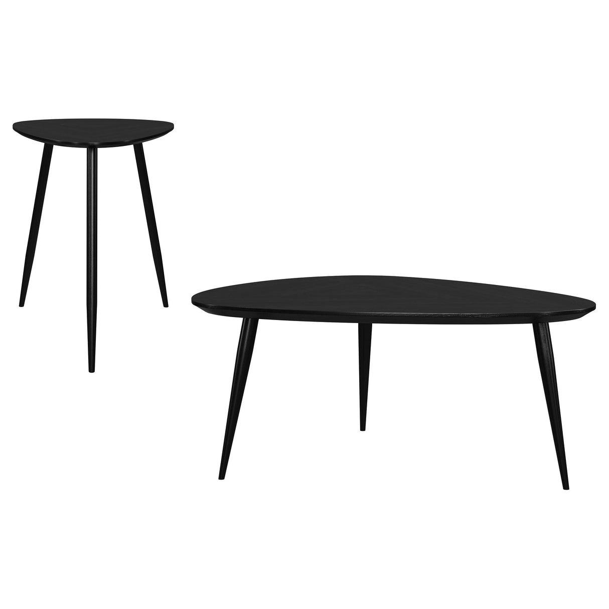 Odessa Black 2-Piece Triangular Coffee and End Table Set from Coaster - Luna Furniture