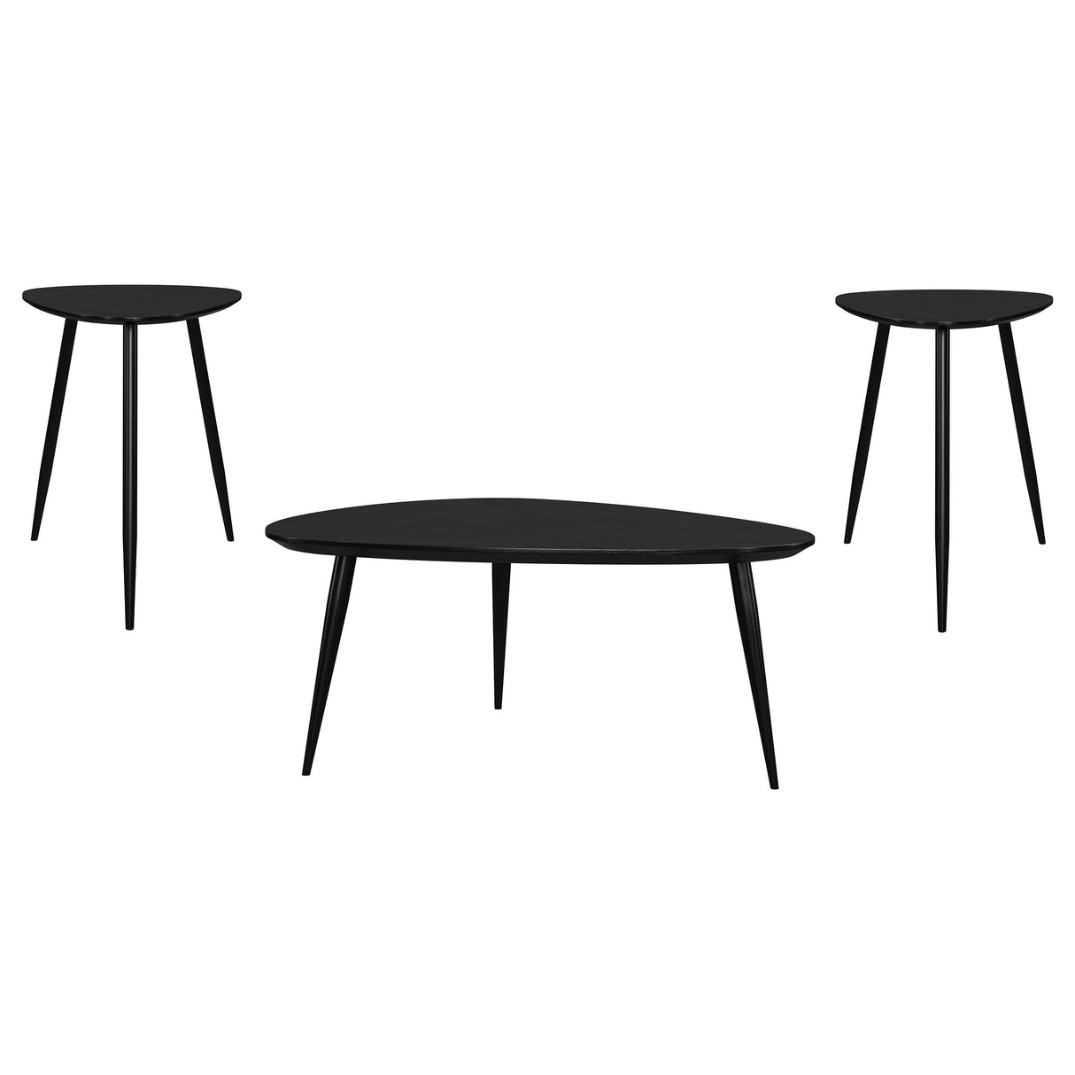 Odessa Black 3-Piece Triangular Coffee and End Table Set from Coaster - Luna Furniture